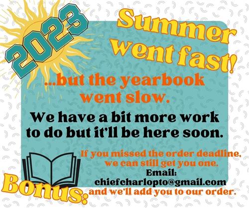 Order your school year 2022-23 year book via email at ChiefCharloPTO@gmail.com